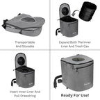 Portable Trash Can for Boating and Camping - Durable and Collapsible with Inner Bin - Kayak, Fishing, Beach, Hiking and Camping Essentials, Boat Accessories 8 Gallon Trash Can (Grey)
