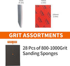 28 Pcs 800-1000 Grit Sanding Sponge,Ultra Fine Sandpaper,Soft Foam Hand Sander Block Wet Dry Sanding Pads for Automobile Wood Furniture Metal Drywall Polishing