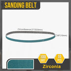 3/8 x 21 Inch Sanding Belt, 10 Pcs 100 Grit Zirconia Knife Sharpener Belts Work Sharpening for Belt Sander Knife Carving Tool Metal Working