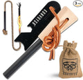 Fire Starter Survival Tool–Ferro Rod Fire Starter with 11" Waterproof Tinder Wick Rope, Multi-Tool Striker and Extra Jute Bag - All-in-One Flint and Steel Fire Starter Kit.