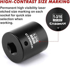 CASOMAN 1/2" Drive x 1-3/16" Impact Socket, 6-Point, SAE, CR-MO