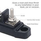 Recoil BBSPG4 Discrete 4 Position Barrier Strip Bus Bar 4 x M5 Studs Terminals Power Distribution Block Busbar with Ring Terminals