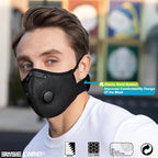 BASE CAMP Upgrade M Plus Mesh Silver and Black Dust Mask, Breathable Reusable Dust Face Mask with Valves and 6 Activated Carbon Filters (2 Silver)