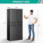 Metal Storage Cabinet with Drawer and Locks,Black Garage Storage Cabinet with Locking Doors and Adjustable Shelves,71" Tall Large Metal Cabinets with Magnetic Door for Home,Office,Garage
