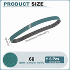 HARFINGTON 2 x 72 Inch Sanding Belts, 6 Pcs 60 Grit Zirconia Abrasive Belt Sander File Belt for Woodworking, Metal Polishing, Knife Sharpener