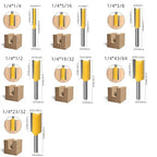 7pcs Straight Router BIT 1/4" Shank Tungsten Carbide Double Straight Dado Router Bit Set, 1/4,5/16,/3/8,1/2,19/32,43/64,23/32 Cutting Diameter Trimming Cutter for Woodworking