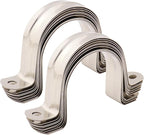 20Pcs Reinforced Rigid Pipe Strap 2 Inch Two Hole Strap U Bracket Pipe Clamps, 304 Stainless Steel Conduit Clamps Tension Tube Clip for Pipes Fixing M50