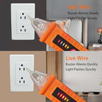 Voltage Tester, Non-Contact Voltage Detector, Electrical Tester, 3 Ranges AC 12V/48V/70V-1000V, Live/Null Wire Tester with Buzzer Alarm and Flashlight, Wire Breakpoint Finder - Orange