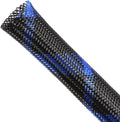 Expandable Braided Sleeving, PET Automotive Wire Loom, Flexible Cable Management for Audio Video and Other Home Device, Cord Protector from Pets (Black Blue, 3/8" x 100ft)