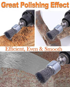 Rocaris 30 Pack Carbon Steel Wire Wheel Brush with 1/4-Inch Hex Shank, Pen Brush, for Rust Removal, Corrosion and Scrub Surfaces, 3 Sizes