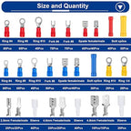 Tnisesm 1100pcs Wire Connectors - Insulated Electrical Wire Terminals with Crimp/Stripping/Cutting Multifunction Wire Crimping Tool 22-10AWG- Ring, Butt, Spade, Fork Connector Kit