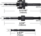 SDS-Plus Hole Saw Mandrel, Include 2Pcs Hole Saw Arbors with 3Pcs 1/4 Inch HSS(M2) Central Drill/2PCS Hex wrench/2Pcs Spring