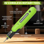 8V Cordless Rotary Tool Kit with 103pcs Accessories, USB-C Charging, 5-Speed 25000RPM mini cordless rotary tool， Power Rotary Tool for Engraving, Sanding, Drilling, Polishing, DIY Crafts