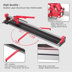 SHIJING 24-inch Manual Tile Cutter with Laser Cutting Guide Porcelain Tile Cutter with Split Platen,Double Aluminum Base,Tungsten Carbide Cutting Wheel