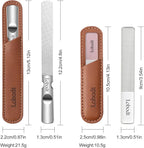 Glass Nail File - Stainless Steel with Anti-Slip Handle and Leather Case, Family or Travel Mini Nail File Suitable for Both Men and Women