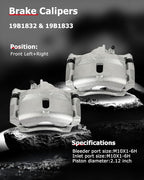cciyu Front Left & Right Brake Calipers Assembly w/Bracket 19B1832 19B1833 1997-2000 For Acura For EL,1996-2011 For Honda For Civic,2010-2014 For Honda For Insight