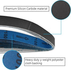 2 x 42 Inch Silicon Carbide Sanding Belts, 2x42 Knife Sharpening Belt Sander Belts 600 800 and 1000 Assorted Fine Grits,12-Pack