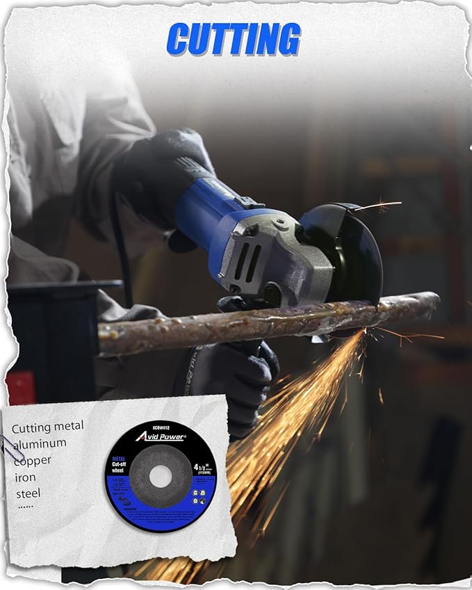 AVID POWER Angle Grinder, 7.5-Amp 4-1/2 inch Electric Grinder Power Tools with Grinding Wheels, Cutting Wheels, Flap Disc and Auxiliary Handle for Cutting, Grinding, Polishing and Rust Removal - Blue
