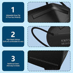 50PCS KN95 Face Masks Black 5 Layer Cup Dust Safety Filter Efficiency≥95% with Elastic Ear Loops and Nose Bridge Clip Breathable Mask