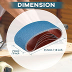 3x18 Inch Belt Sander Sanding Belts Kit 20 Pcs (5 Each of 40/60/80/120 Grits), Zirconia Belt Sander Paper Sanding Belts for Wood, Metal, Cars, and Furniture, 20-Pack