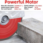 Electric 14 in Circular Saw Cutter with 4.8 in Cutting Depth, Wet/Dry Disk Saw Cutter Includes Water Line, Pump and Blade, for Stone, Brick, Porcelain, Concrete, 3500w cutting machine