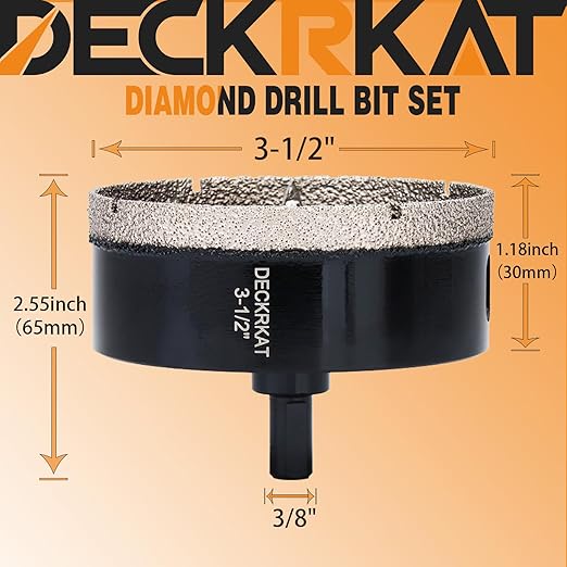 3-1/2 inch Diamond Hole-Saw Bits with Pilot Drill Bit -3-1/2" Diamond Tipped Tile Hole Saws with Guiding Bit Accurate Drilling for Porcelain Tile Ceramic Pottery Granite Stone Glass Bottles 90mm.