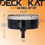 3-1/2 inch Diamond Hole-Saw Bits with Pilot Drill Bit -3-1/2" Diamond Tipped Tile Hole Saws with Guiding Bit Accurate Drilling for Porcelain Tile Ceramic Pottery Granite Stone Glass Bottles 90mm.