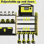 Power Tool Organizer with Charging Station Wall Mount, 3 Layer Expanded Heavy Duty Garage Organization, 45.5 Inch Length Garage Tool Storage, 8 Drills, 2 Assemble Method, Green