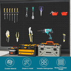 Peg Board,Steel Organization Panels, Ideal for Garage Tool Storage, Office Organization, Craft Room, Kitchen,Pack of 6(Black, 6-12X12)
