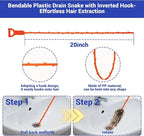 33Ft Drain Auger, Flexible Plumbing Snake & Drain Hair Clog Removal Tool with Gloves, Heavy Duty Pipe Snake Drain Unclogger Tool, Snake Auger for Bathroom Shower Kitchen Sink and Tub