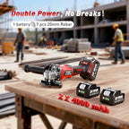 Angle Grinder Cordless 21V: Battery Grinder with 2x 4000mAh, Brushless Motor, Adjustable 3-speed with LED for Cutting Grinding