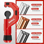 SHALL 4-Piece Tubing Cutter Set, 1/4’’ to 2’’OD Heavy Duty Copper Pipe Cutter, 1/8’’ to 7/8’’ Mini Tube Cutter, Deburring Tool & Inner Outer Pipe Reamer for Copper, Aluminum, Stainless Steel, PVC Pipe