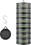 2ft Herb Drying Rack Net Mesh with Green Zippers Hydroponics,Bonus Hook Drying Rack Herbs for Plant Bud Seed, Mesh Hanging Plant Dry,Herb Dry Net for Garden (8 Layer, Zipper Style)