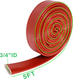 Insulation Heat Shielded Fire Thermo Armor Fire Sleeve Silicone Coated Fiberglass Heat Protection for Automotive Hose Lines & Electrical Wiring-（Red 3/4" ID x5FT）