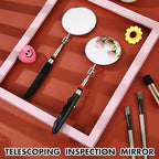 2 Pcs Telescoping Inspection Mirrors, Mechanics Mirror Tool with Long Handle, Round Extendable Mirror on a Stick for Technicians Mechanics Contractors Checking Observation(85mm,Black)