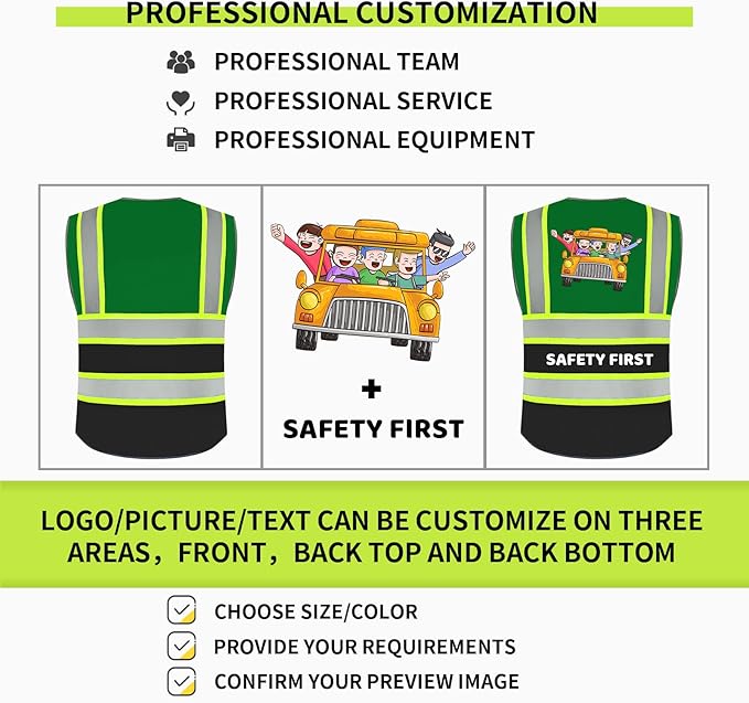 BeautyWill Custom Logo 10/20 Pack Safety Vest Class2 High Visibility Vest with Pockets Breathable Construction Vest Bulk