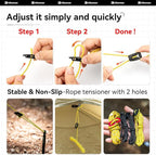 Hikeman Tent Guy Ropes 2mm-Ultralight Strong Guy Lines with Tensioner Reflective UHMWPE Fiber Tent Cord for Camping, Hiking, Backpacking Rope (Yellow, 39 Feet, 6 Tensioners)