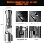 SKYFIRE Rechargeable Flashlights High Lumens with Ignition Lens,3000lm Super Bright Flashlight Zoomable 4 Modes Waterproof Powerful Tactical Torch Flash Light for Camping Essentials,Outdoor,Home&Gifts