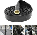 Insulation Heat Shielded Fire Thermo Armor Fire Sleeve Silicone Coated Fiberglass Heat Protection for Automotive Hose Lines & Electrical Wiring-（Black 3/4" ID x5FT）