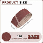 HARFINGTON 3 x 21 Inch Sanding Belts, 6 Pcs 120 Grits Aluminum Oxide Abrasive Belt Sander File Belt for Woodworking, Metal Polishing, Knife Sharpener