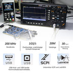 OWON Digital Oscilloscope with 4 Channels and Screen 7 inch / 18 cm, TFT-LCD Display, Portable Professional Oscilloscope Kit with 1GS/s Sampling Rate, Bandwidth 200MH, SDS220