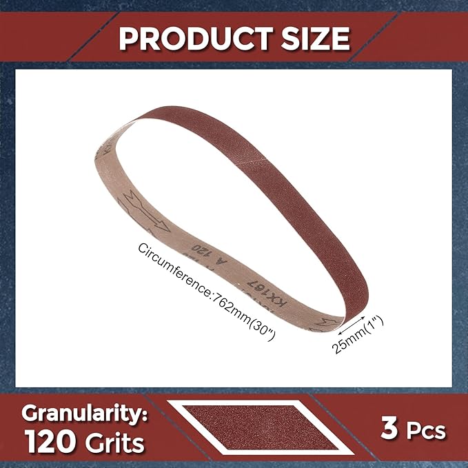 5 Pcs Sanding Belts 1 x 30 Inch 120 Grit Aluminum Oxide Abrasive Sandpaper for Belt Sander Metal Grinding Wood Working Weld Rust Removal