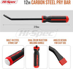 Hi-Spec 1pc Carbon Steel Pry Bar Set - 12" (1ft) / 0.3m" Size with Heavy Duty Striking Cap. Ergonomic Comfort Hold Handles for Home & Garage DIY Jobs