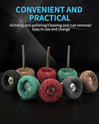 Rocaris 50 Pcs Abrasive Buffing Wheels, 1 inch Abrasive Buffing Polishing Wheels Burr for Rotary Tools-1/8(3mm) Shank, 120Grit, 180Grit, 320Grit, 400Grit, 600Grit