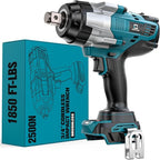 Cordless Impact Wrench 3/4 inch Compatible with Makita 18V Battery, 1850ft-lbs (2500N.m) Brushless Electric Impact Gun, High Torque Impact Driver, for Heavy-Duty Automotive & Industrial Tasks