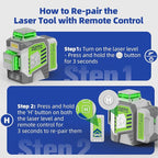 Laser Level 360 Self Leveling, Huepar Pro 3x360°High Accuracy Green Cross Line Laser for Construction and Picture Hanging, 12 Lines Level Laser Tool with 8000mAh Rechargeable Battery & Remote Control