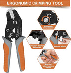 Ratchet Crimping Tool and Wire Stripper Set - 7 in 1 Wire Crimper Tool for Insulated Nylon,Non-Insulated,Ferrule Wire End,Open Barrel Terminals,Solar Connectors