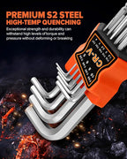27pcs Allen Wrench Set - Long Arm SAE & Metric Torx Star Ball End Hex Key Set