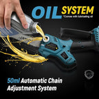 2-in-1 Chainsaw,Cordless Pole Saw,8 Inch&6 Inch Chain Saw with 4A Rechargeable Battery,Battery Powered Handheld Chainsaw for Tree Trimming and Wood Cutting