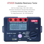 UNI-T 2500V Insulation Megger Tester Megohmmeter, Ground Resistance Tester Meter 0 Megohm to 20GΩ with AC 500V/1000V Testing Voltage & LCD Display Backlight(UT502A)